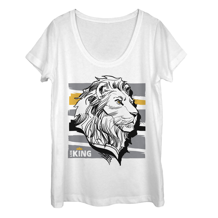 fifth sun Women's Lion King Mufasa Stripe Profile Scoop Neck