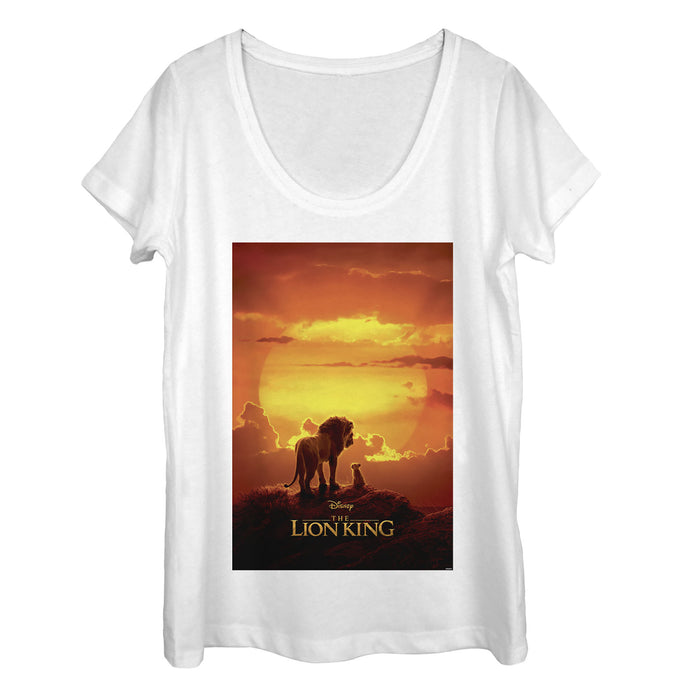 fifth sun Women's Lion King Pride Rock Movie Poster Scoop Neck