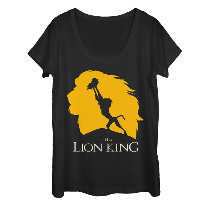 fifth sun Women's Lion King Pride Rock Silhouette Scoop Neck