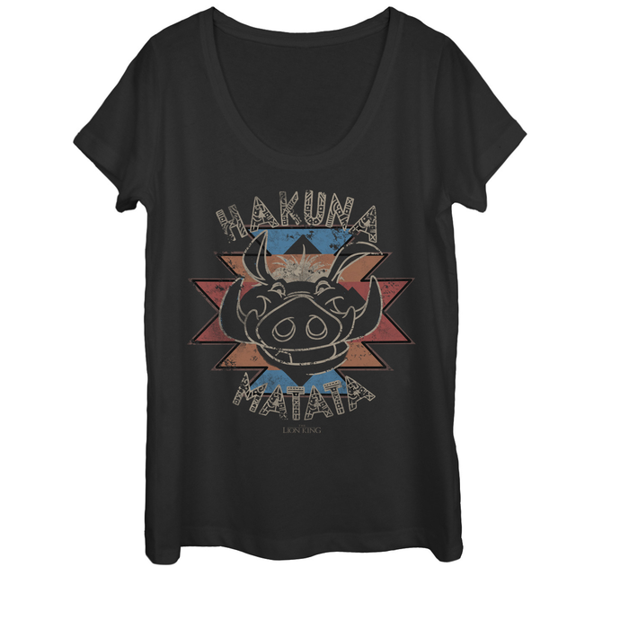 fifth sun Women's Lion King Pumbaa Hakuna Matata Scoop Neck