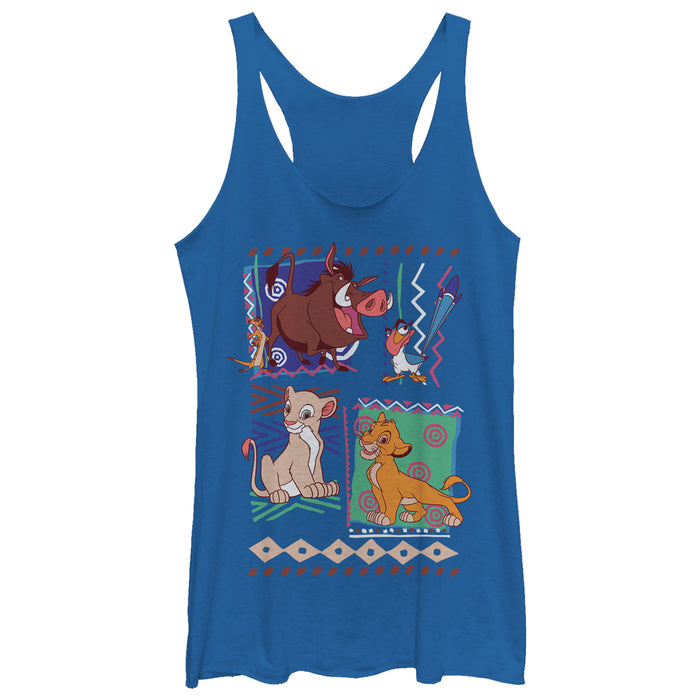 fifth sun Women's Lion King Retro 90's Savannah Friends Racerback Tank Top