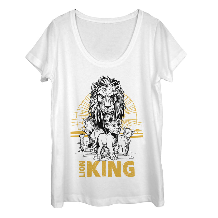 Fifth Sun Women's Lion King Savannah Sunset Crew Scoop Neck