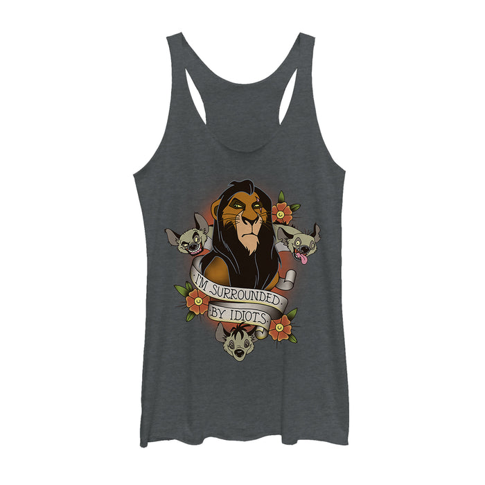 Fifth Sun Women's Lion King Scar Surrounded By Idiots Tattoo Racerback Tank Top