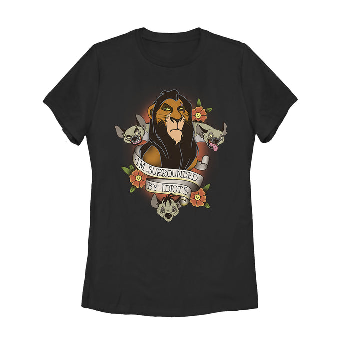 Fifth Sun Women's Lion King Scar Surrounded By Idiots Tattoo T-Shirt