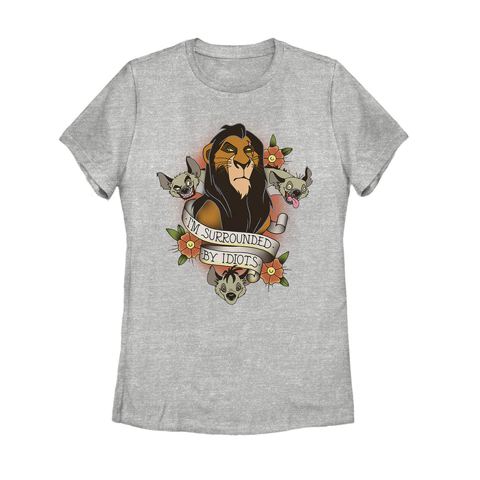 Fifth Sun Women's Lion King Scar Surrounded By Idiots Tattoo T-Shirt