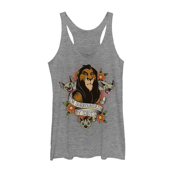 fifth sun Women's Lion King Scar Surrounded By Idiots Tattoo Racerback Tank Top