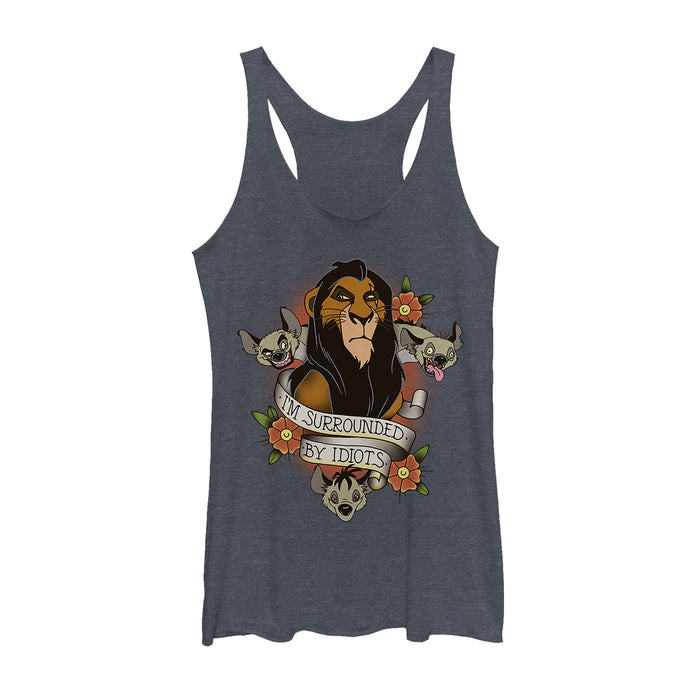 Fifth Sun Women's Lion King Scar Surrounded By Idiots Tattoo Racerback Tank Top