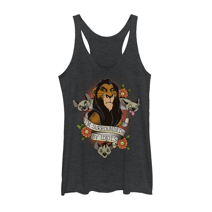 Fifth Sun Women's Lion King Scar Surrounded By Idiots Tattoo Racerback Tank Top