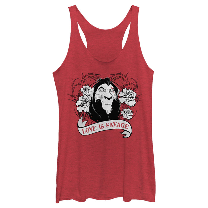 fifth sun Women's Lion King Scar Valentine's Day Love is Savage Racerback Tank Top