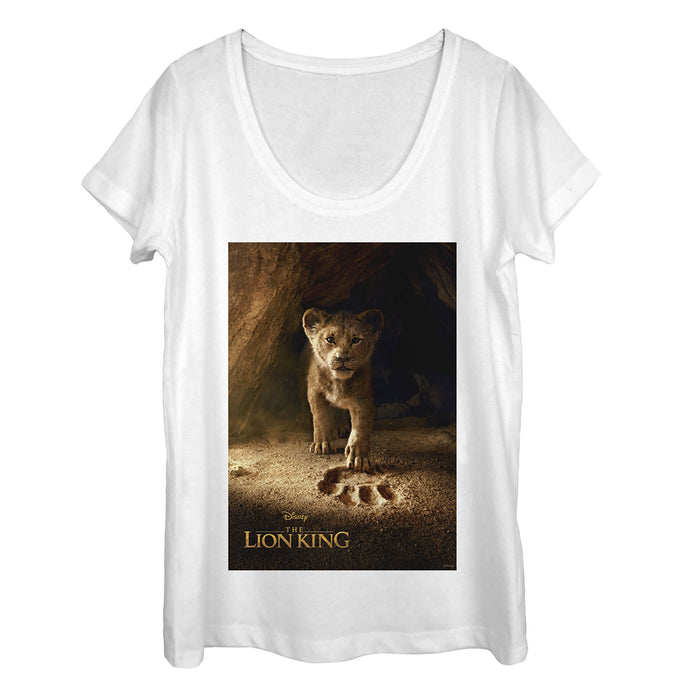 fifth sun Women's Lion King Simba Paw Movie Poster Scoop Neck