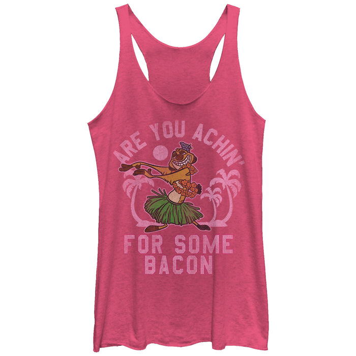 fifth sun Women's Lion King Timon Achin' for Bacon Racerback Tank Top
