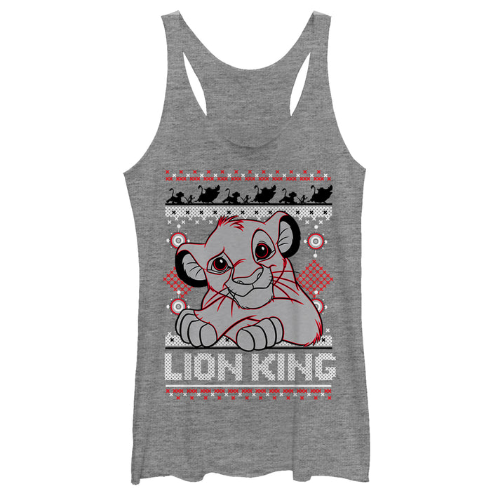 fifth sun Women's Lion King Ugly Christmas Simba Racerback Tank Top