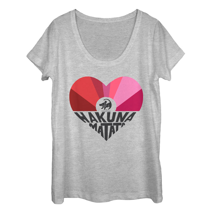 fifth sun Women's Lion King Valentine Hakuna Matata Heart Scoop Neck