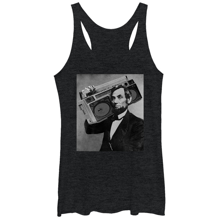 fifth sun Women's Lost Gods Abraham Lincoln Boombox Racerback Tank Top