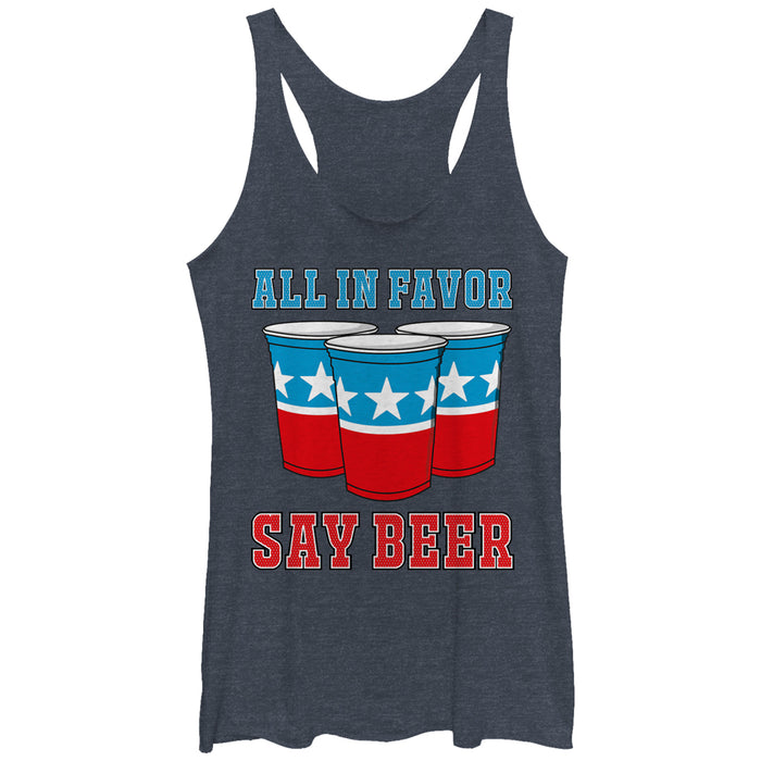 fifth sun Women's Lost Gods All in Favor Say Beer Racerback Tank Top