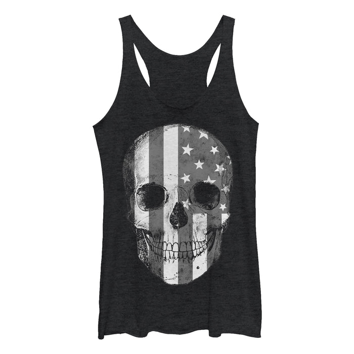 fifth sun Women's Lost Gods American Flagscale Skull Racerback Tank Top