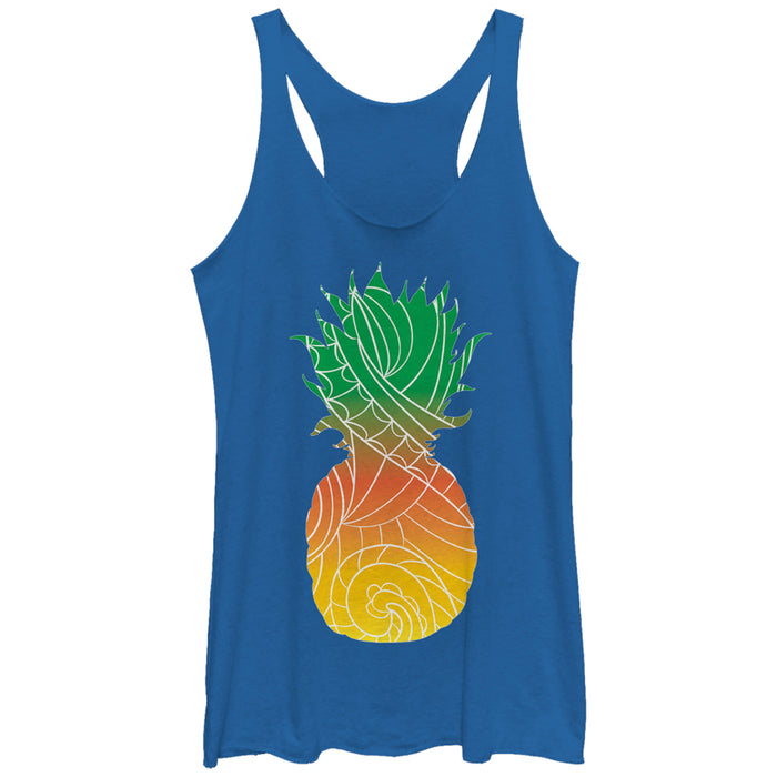 fifth sun Women's Lost Gods Artistic Summer Glow Pineapple Racerback Tank Top