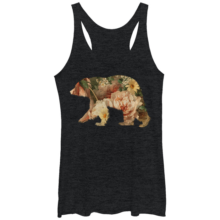fifth sun Women's Lost Gods Bear Floral Print Racerback Tank Top