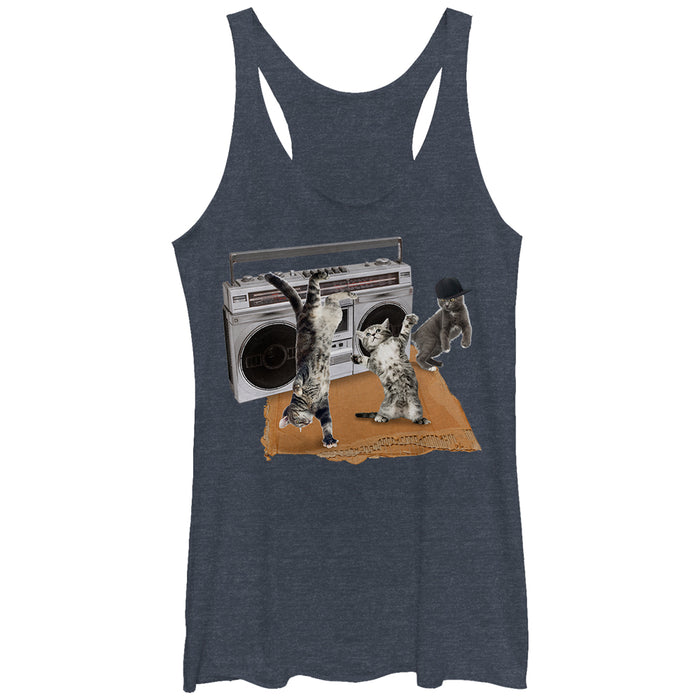 fifth sun Women's Lost Gods Cat Breakdancing Boombox Racerback Tank Top