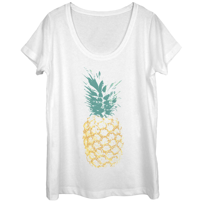 fifth sun Women's Lost Gods Distressed Pineapple Scoop Neck