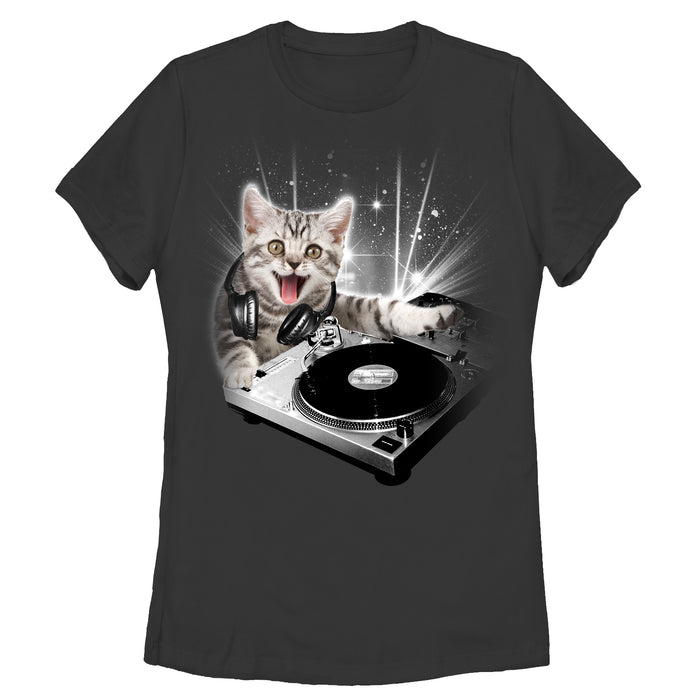 fifth sun Women's Lost Gods DJ Space Kitten T-Shirt
