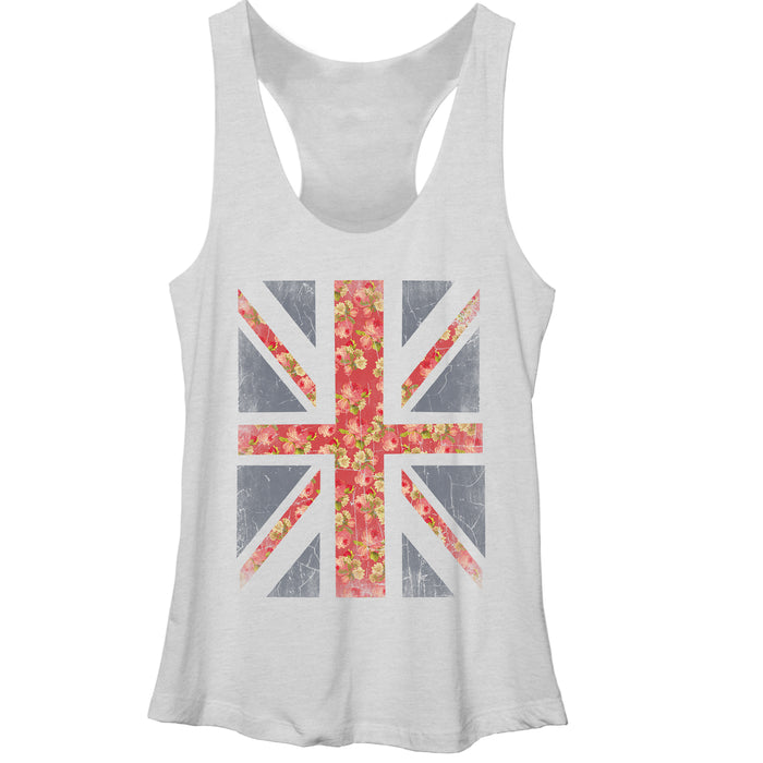 fifth sun Women's Lost Gods Floral Print Union Jack Racerback Tank Top