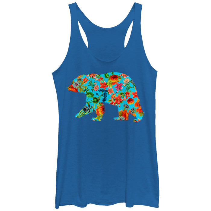 fifth sun Women's Lost Gods Flower Print Bear Racerback Tank Top