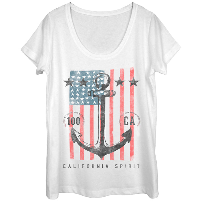 fifth sun Women's Lost Gods Fourth of July Anchor American Flag Scoop Neck