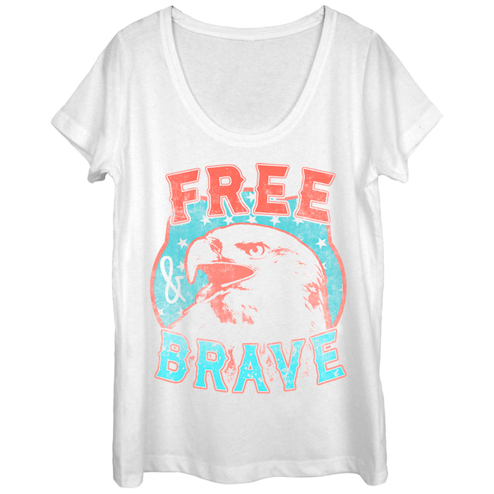 fifth sun Women's Lost Gods Fourth of July Free and Brave Scoop Neck