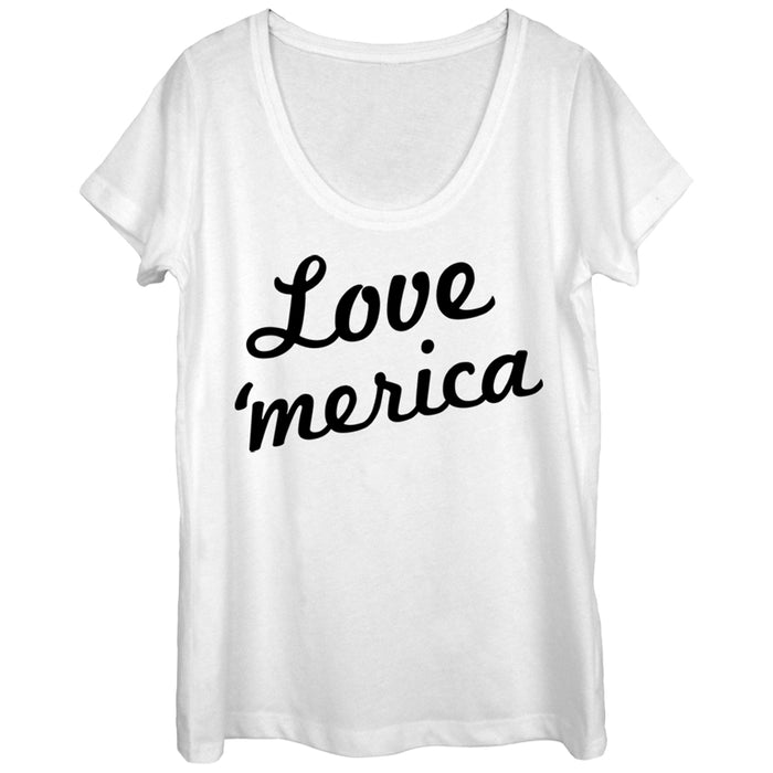 fifth sun Women's Lost Gods Fourth of July Love Merica Scoop Neck