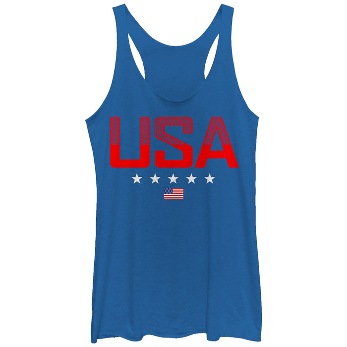 fifth sun Women's Lost Gods Fourth of July USA Stripe Design Racerback Tank Top