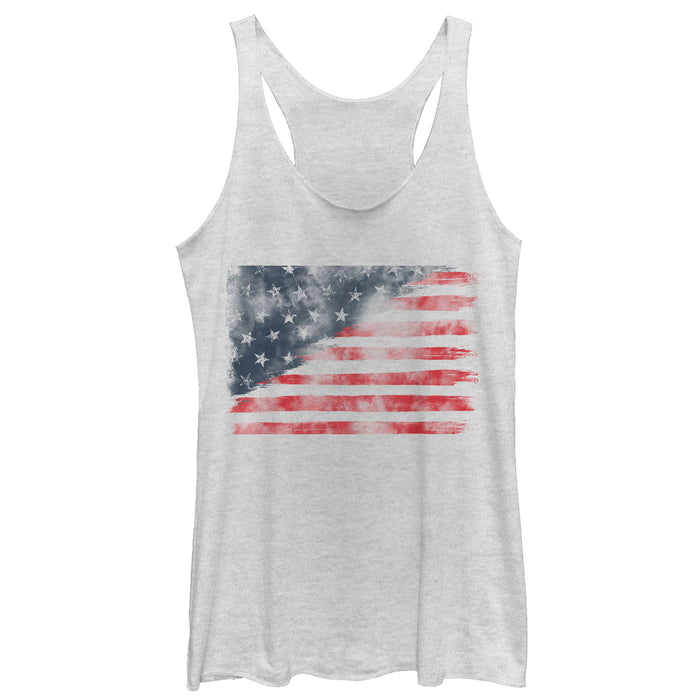 fifth sun Women's Lost Gods Fourth of July Watercolor American Flag Racerback Tank Top