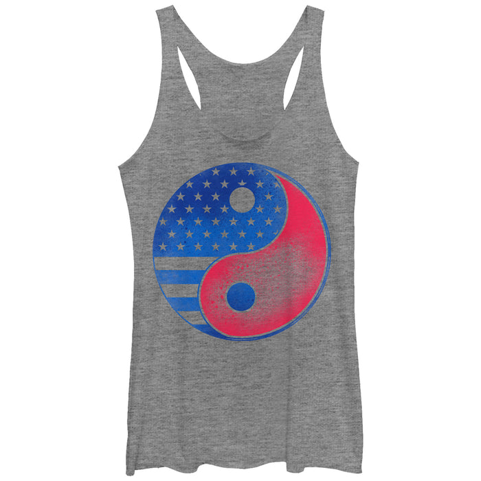 fifth sun Women's Lost Gods Fourth of July Yin Yang American Flag Racerback Tank Top