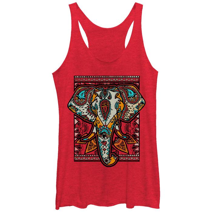 fifth sun Women's Lost Gods Henna Elephant Border Racerback Tank Top