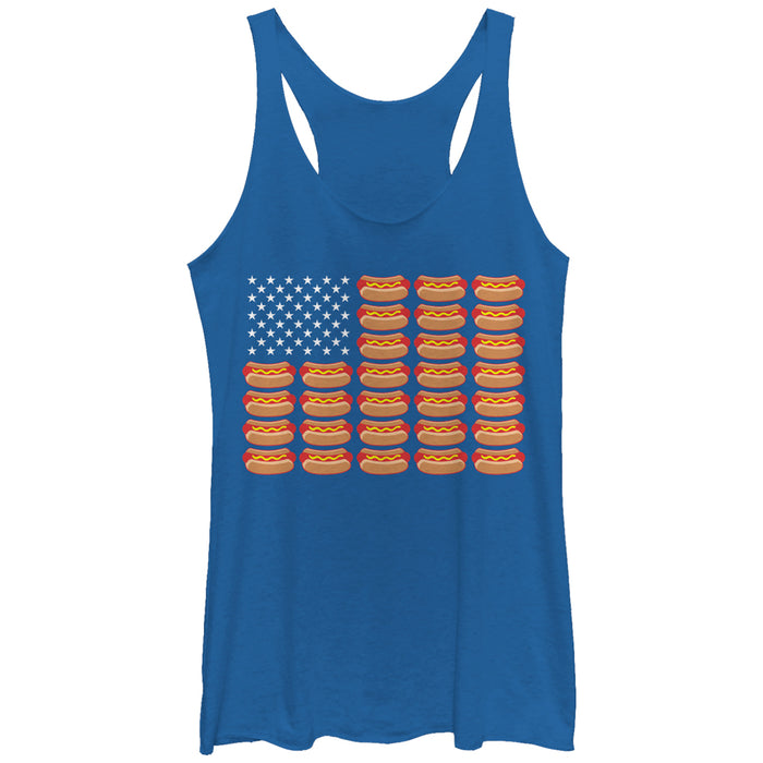 fifth sun Women's Lost Gods Hot Dog American Flag Racerback Tank Top