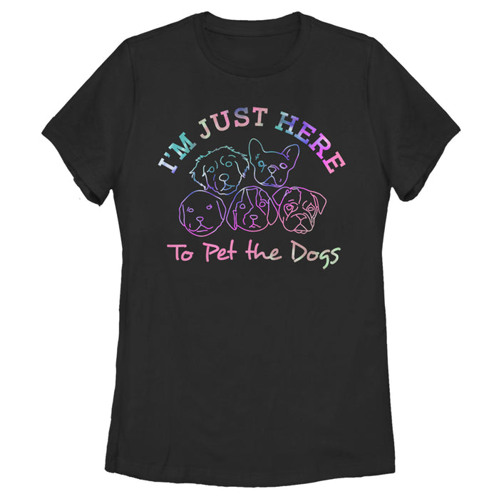 fifth sun Women's Lost Gods Just Here to Pet Dogs T-Shirt