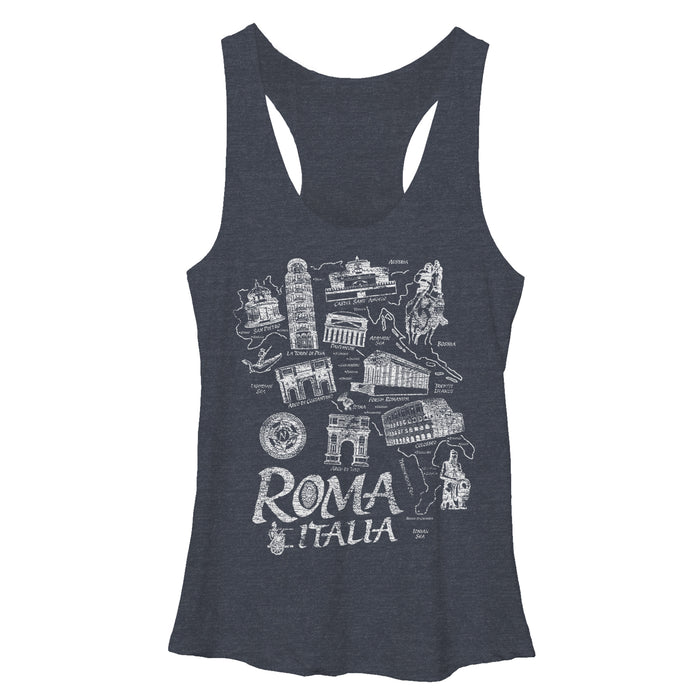 fifth sun Women's Lost Gods Map of Italy Racerback Tank Top