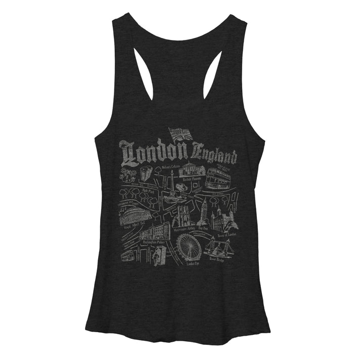 fifth sun Women's Lost Gods Map of London Racerback Tank Top