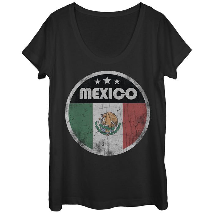 fifth sun Women's Lost Gods Mexico Flag Circle Scoop Neck