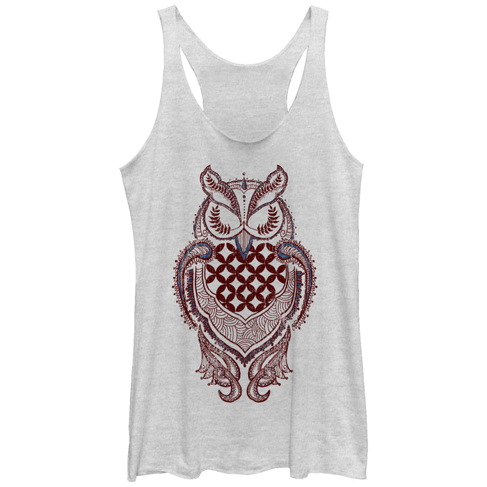 fifth sun Women's Lost Gods Modern Owl Racerback Tank Top