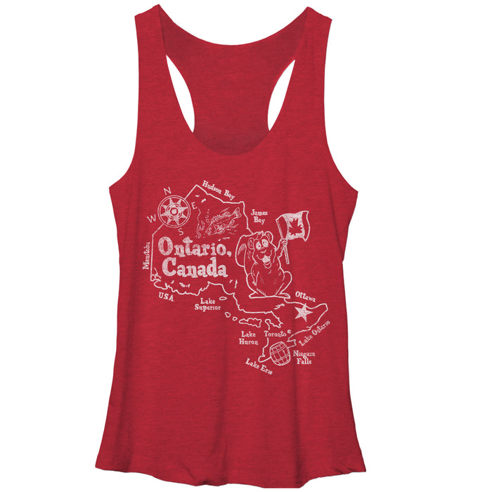 fifth sun Women's Lost Gods Ontario Canada Map Racerback Tank Top