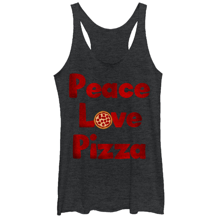 fifth sun Women's Lost Gods Peace Love Pizza Racerback Tank Top