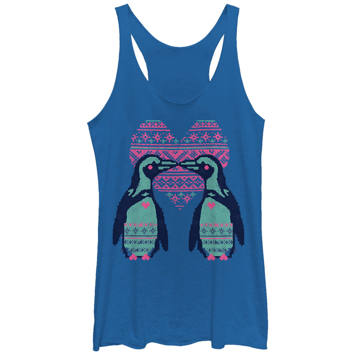 fifth sun Women's Lost Gods Penguin Kiss Racerback Tank Top