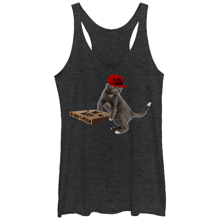fifth sun Women's Lost Gods Pizza Delivery Cat Racerback Tank Top