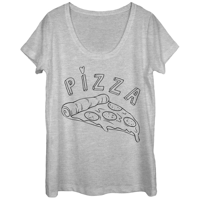 fifth sun Women's Lost Gods Pizza Doodle Scoop Neck