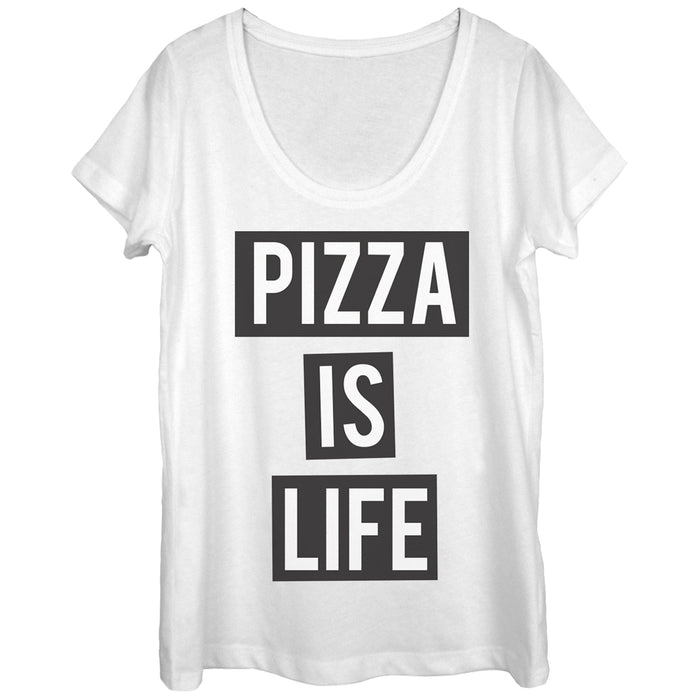 fifth sun Women's Lost Gods Pizza is Life Scoop Neck