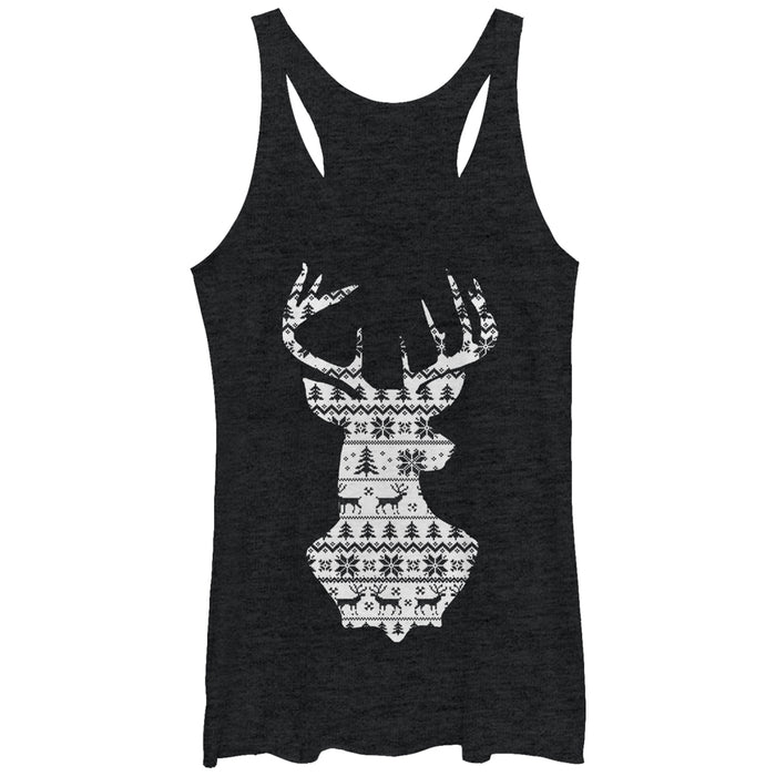 fifth sun Women's Lost Gods Reindeer Winter Theme Racerback Tank Top