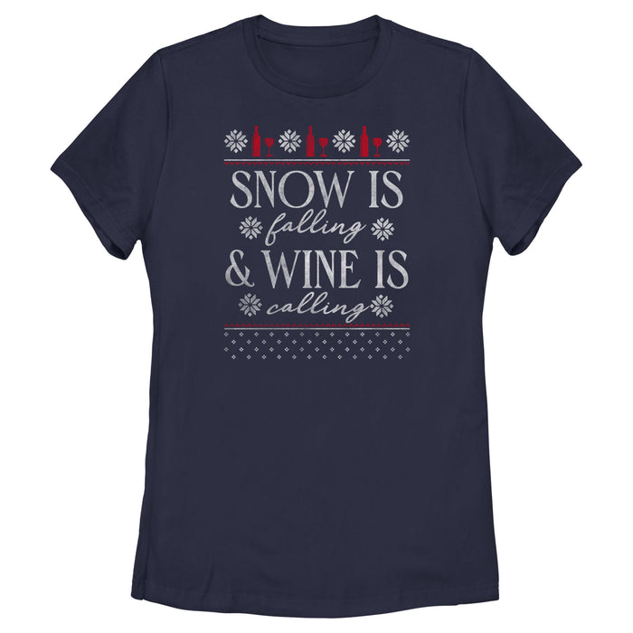 fifth sun Women's Lost Gods Snow Is Falling Wine Is Calling T-Shirt