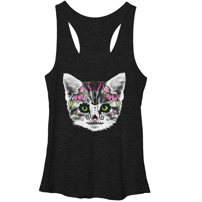 fifth sun Women's Lost Gods Sugar Skull Kitten Racerback Tank Top