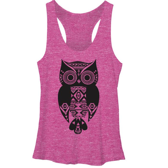 fifth sun Women's Lost Gods Tribal Print Owl Racerback Tank Top